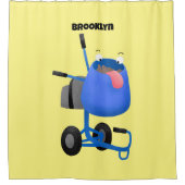 Blauer Zementmischer Cartoon Duschvorhang (Vorderseite)