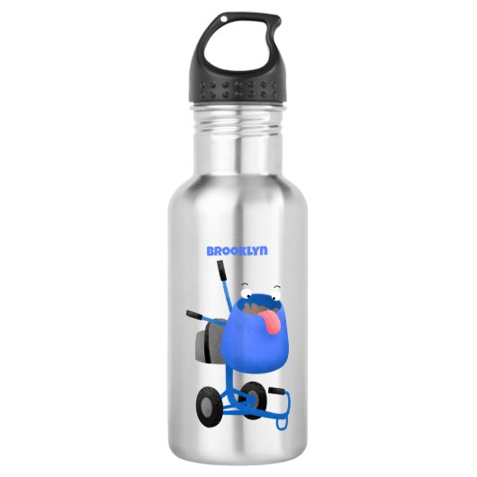 Blauer Zementmischer Cartoon Edelstahlflasche (Vorderseite)