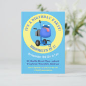 Blauer Zementmischer Cartoon Einladung (Stehend Vorderseite)