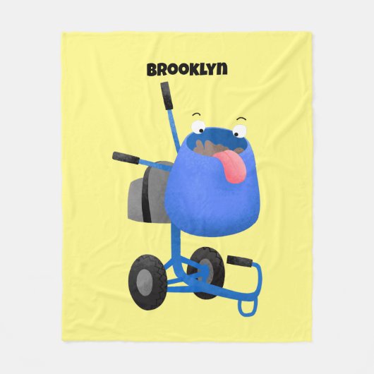 Blauer Zementmischer Cartoon Fleecedecke (Vorderseite)