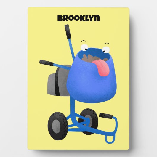 Blauer Zementmischer Cartoon Fotoplatte (Vorderseite)