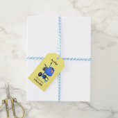 Blauer Zementmischer Cartoon Geschenkanhänger (Mit Garn)