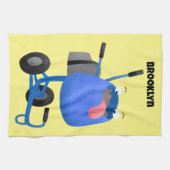 Blauer Zementmischer Cartoon Geschirrtuch (Horizontal)