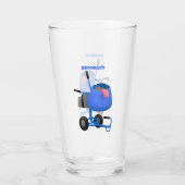 Blauer Zementmischer Cartoon Glas (Rückseite)