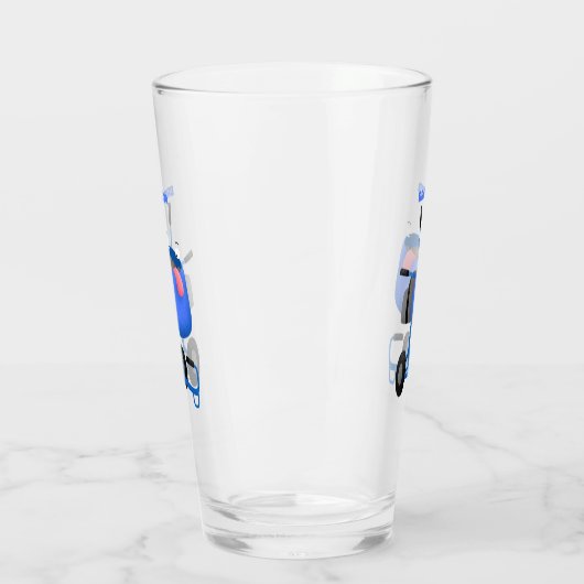 Blauer Zementmischer Cartoon Glas (Links)