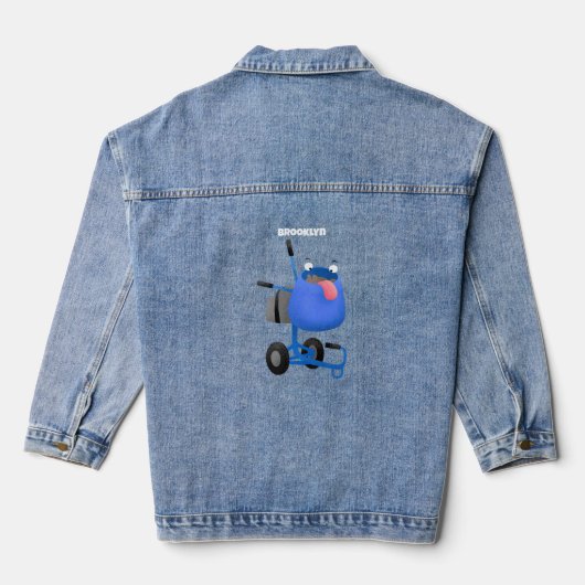 Blauer Zementmischer Cartoon Jeansjacke (Rückseite)