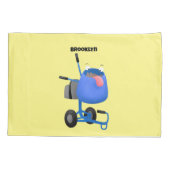 Blauer Zementmischer Cartoon Kissenbezug (Rückseite)