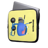 Blauer Zementmischer Cartoon Laptopschutzhülle (Vorderseite Links)