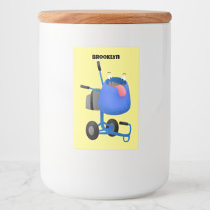 Blauer Zementmischer Cartoon Lebensmitteletikett