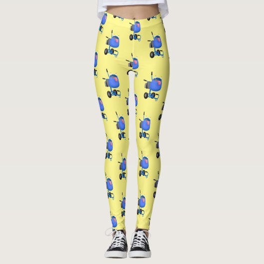 Blauer Zementmischer Cartoon Leggings (Vorderseite)