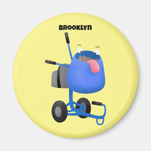 Blauer Zementmischer Cartoon Magnet (Vorne)