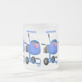 Blauer Zementmischer Cartoon Mattglastasse (Mittel)