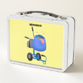 Blauer Zementmischer Cartoon Metall Brotdose (Rückseite)