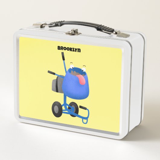 Blauer Zementmischer Cartoon Metall Brotdose (Vorderseite)