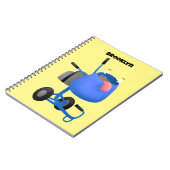 Blauer Zementmischer Cartoon Notizblock (Linke Seite)