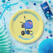 Blauer Zementmischer Cartoon Pappteller (Party)