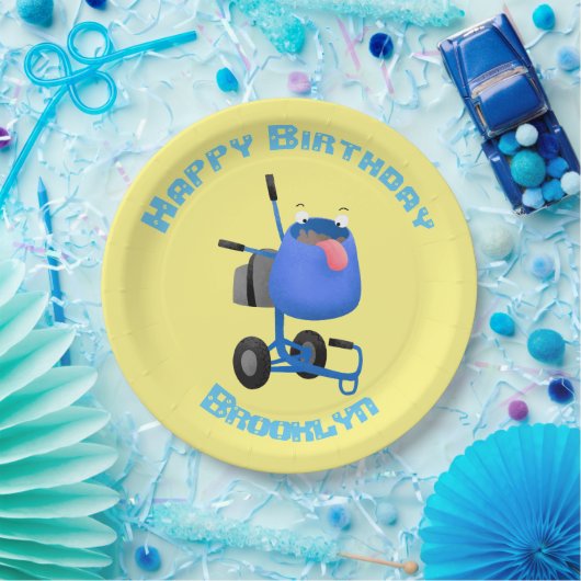 Blauer Zementmischer Cartoon Pappteller (Party)