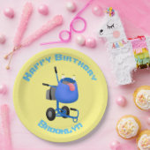 Blauer Zementmischer Cartoon Pappteller (Party)