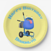 Blauer Zementmischer Cartoon Pappteller (Vorderseite)