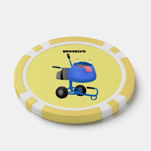 Blauer Zementmischer Cartoon Pokerchips (Einzeln)