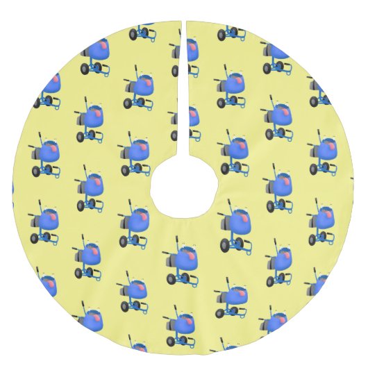 Blauer Zementmischer Cartoon Polyester Weihnachtsbaumdecke (Vorderseite)