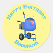 Blauer Zementmischer Cartoon Runder Aufkleber (Vorderseite)