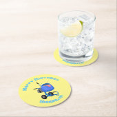 Blauer Zementmischer Cartoon Runder Pappuntersetzer (Vor Ort)