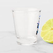 Blauer Zementmischer Cartoon Schnapsglas (Links)