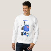 Blauer Zementmischer Cartoon Sweatshirt (Vorne ganz)