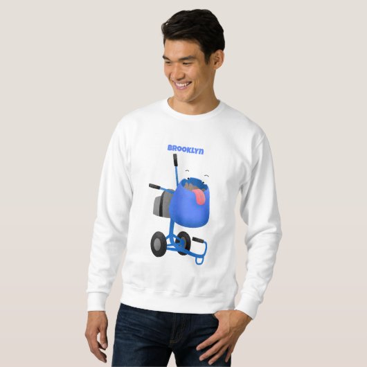 Blauer Zementmischer Cartoon Sweatshirt (Vorne ganz)