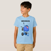Blauer Zementmischer Cartoon T-Shirt (Vorne ganz)