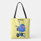 Blauer Zementmischer Cartoon Tasche (Rückseite)