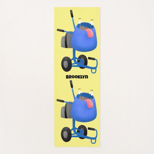 Blauer Zementmischer Cartoon Yogamatte (Vorderseite)