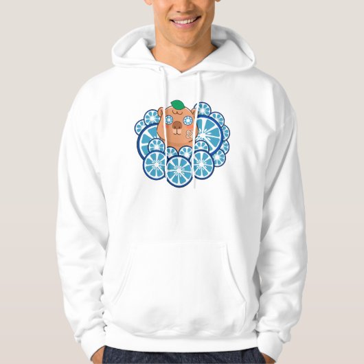 Blauer Zen-Kapybara-Spa-Tag mit Verband Hoodie (Vorderseite)