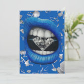 Blauer, zerbrochenes Glas und Diamanten Tasche dan Dankeskarte (Stehend Vorderseite)