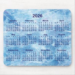 Blauer zerkratzter Eis-Kalender 2026 Mousepad