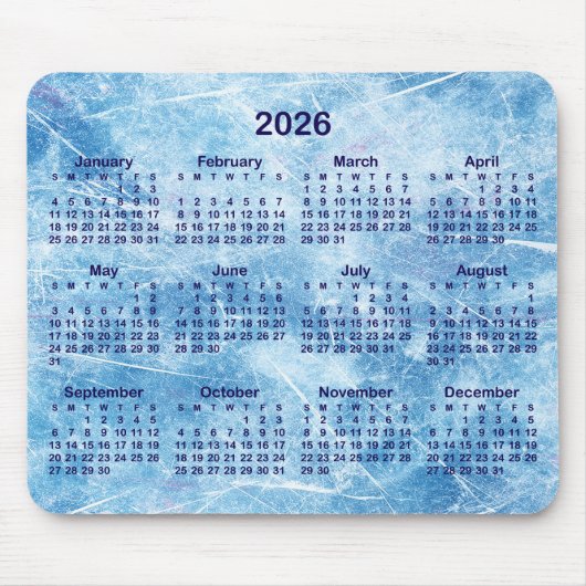 Blauer zerkratzter Eis-Kalender 2026 Mousepad (Vorne)