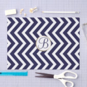 Blauer Zickzack Print Monogram Letter Initial Seidenpapier (Handwerk)