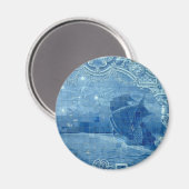 Blauer Ziegelstein Magnet (Vorderseite/Rückseite)