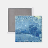 Blauer Ziegelstein Magnet (Vorderseite/Rückseite)