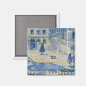 Blauer Ziegelstein Magnet (Vorderseite/Rückseite)