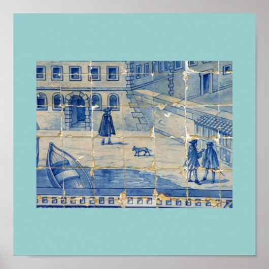 Blauer Ziegelstein Poster (Vorne)