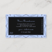 Blauer Zierblauer Karo Monogram Visitenkarte (Rückseite)