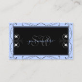 Blauer Zierblauer Karo Monogram Visitenkarte (Vorderseite)