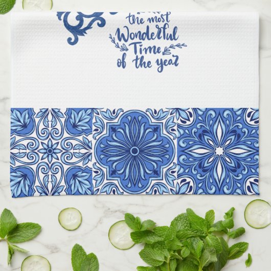 Blauer Ziercharmant, Blumenküche - Geschirrtuch (Gefaltet)