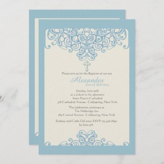 Blauer Zierling Einladung (Vorne/Hinten)