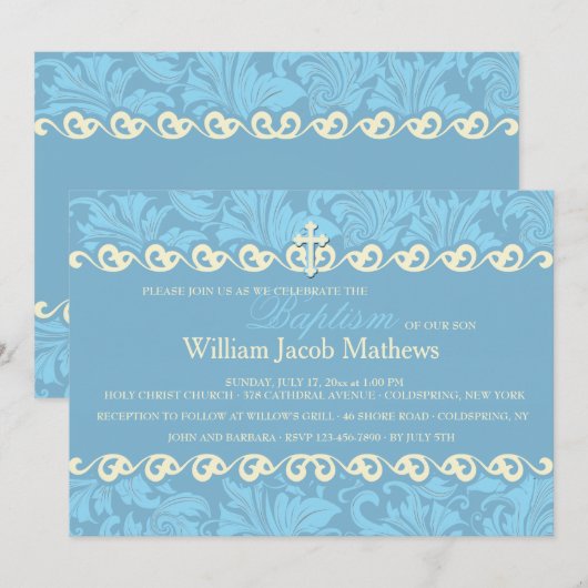 Blauer Zierling Einladung (Vorne/Hinten)