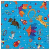 Blauer Zirkus-Cartoon-Muster Stoff (Nahaufnahme)