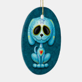 Blauer Zombie-Zuckerwelpe Keramikornament (Rechts)