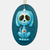 Blauer Zombie-Zuckerwelpe Keramikornament (Links)